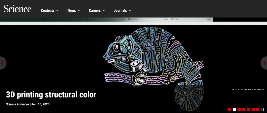 《Science》頭條：3D打印結(jié)構(gòu)色