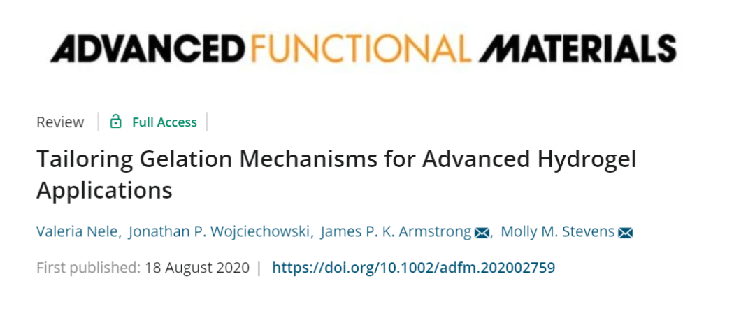 水凝膠設(shè)計(jì)指導(dǎo)文件來(lái)了！《AFM》綜述：為水凝膠的應(yīng)用量身定制膠凝機(jī)理