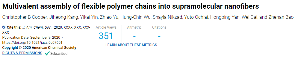 短的比長的好！鮑哲南院士《JACS》：基于新型多位點柔性高分子自組裝單元的納米纖維