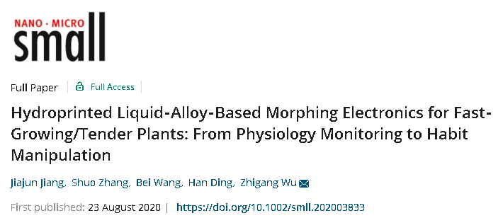 華中科技大學丁漢院士/吳志剛教授《Small》：可用于植物檢測和生長操控的液態(tài)金屬水轉(zhuǎn)印